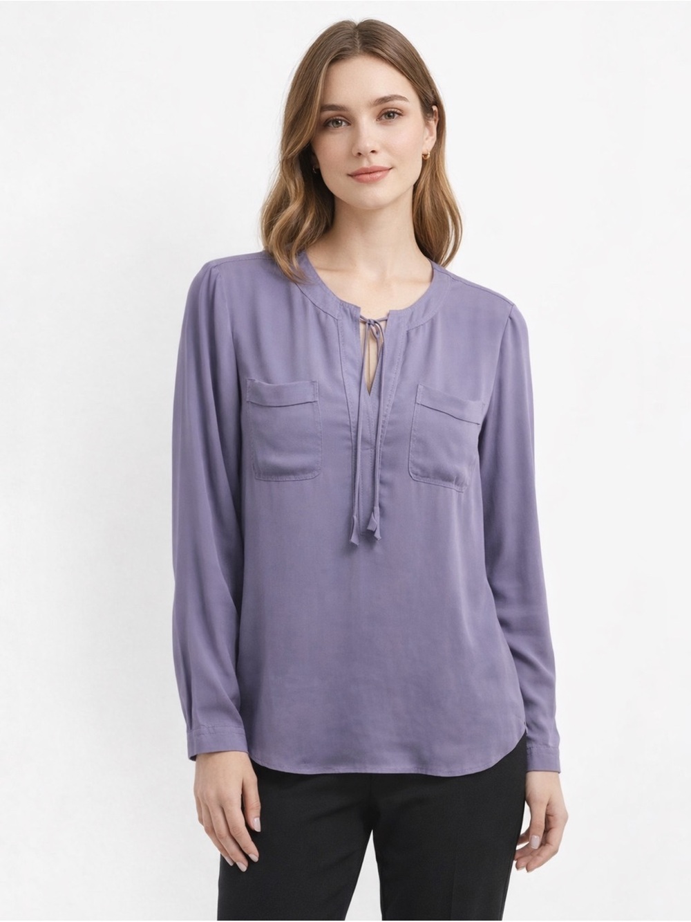 Rebecca Taylor 100% Silk Lavender Long Sleeve Blouse Size 10